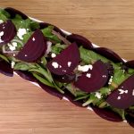 Oven-Roasted Beet Salad on long plate