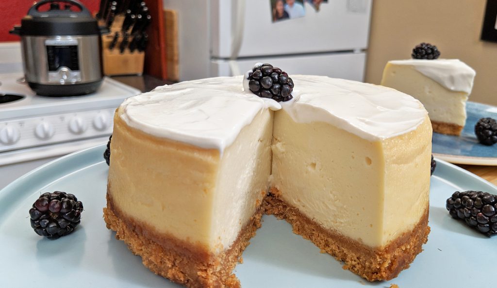 Instant Pot Cheesecake with slice of cake